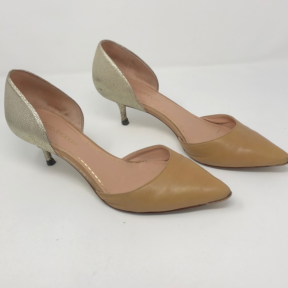 Enzo Angiolini low heel tan & gold shoe size 9